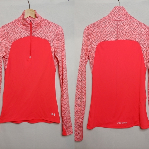 Under Armour Fitted Cold Gear Bright Pink Quarter 1/4 Zip Pullover Medium M - Picture 1 of 9